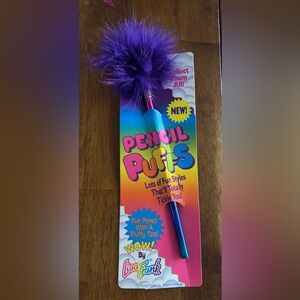 Lisa Frank Pencil Puff New Old Stock Rainbow Holographic Pencil Dark Purple Puff
